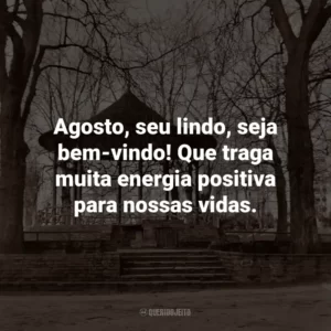 Agosto, seu lindo, seja bem-vindo! Que traga muita energia positiva para nossas vidas.