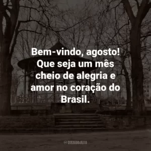 Bem-vindo, agosto! Que seja um mês cheio de alegria e amor no coração do Brasil.