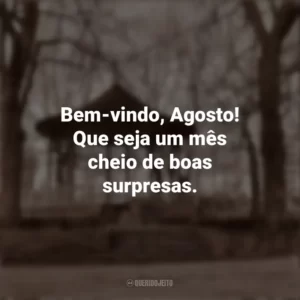 Bem-vindo, Agosto! Que seja um mês cheio de boas surpresas. Bem-Vindo Agosto