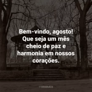 Bem-vindo, agosto! Que seja um mês cheio de paz e harmonia em nossos corações.