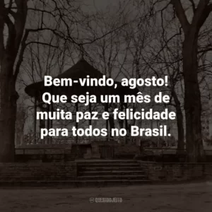Bem-vindo, agosto! Que seja um mês de muita paz e felicidade para todos no Brasil.