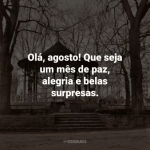 Olá, agosto! Que seja um mês de paz, alegria e belas surpresas.