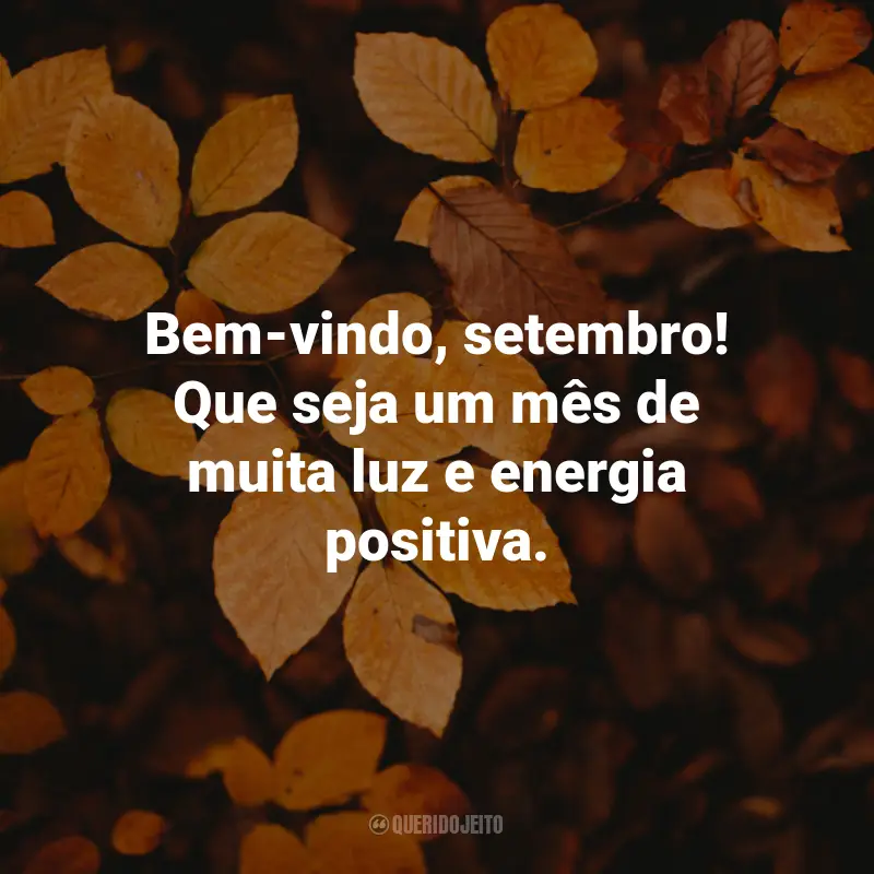 Frases de Bem-Vindo Setembro: Bem-vindo, setembro! Que seja um mês de muita luz e energia positiva.