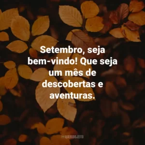 Setembro, seja bem-vindo! Que seja um mês de descobertas e aventuras.
