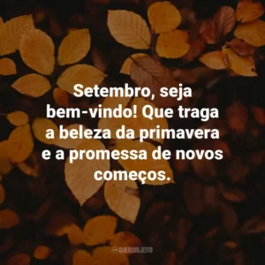 Setembro, seja bem-vindo! Que traga a beleza da primavera e a promessa de novos começos.