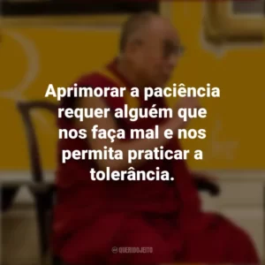 Aprimorar a paciência requer alguém que nos faça mal e nos permita praticar a tolerância. Dalai Lama