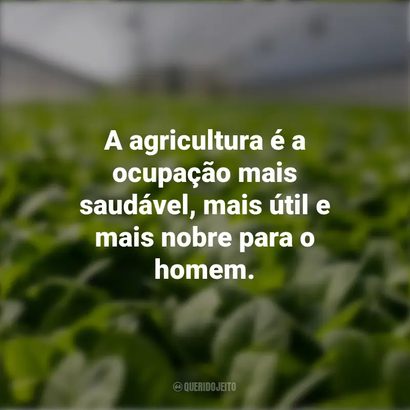 Frases para o Dia da Agricultura: A agricultura é a ocupação mais saudável, mais útil e mais nobre para o homem.