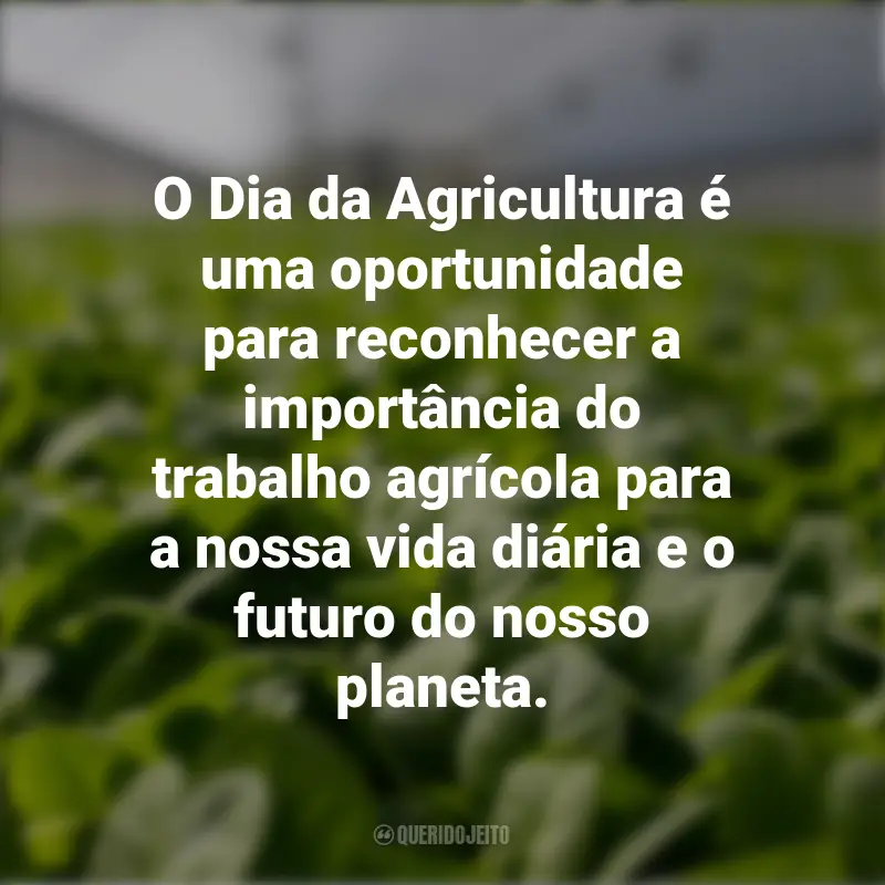 Frases do Dia da Agricultura: O Dia da Agricultura é uma oportunidade para reconhecer a importância do trabalho agrícola para a nossa vida diária e o futuro do nosso planeta.