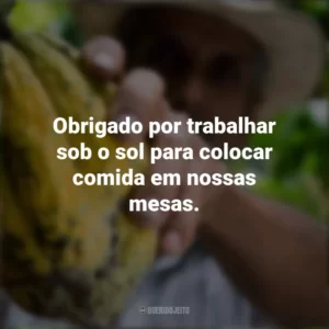 Obrigado por trabalhar sob o sol para colocar comida em nossas mesas. Dia do Agricultor