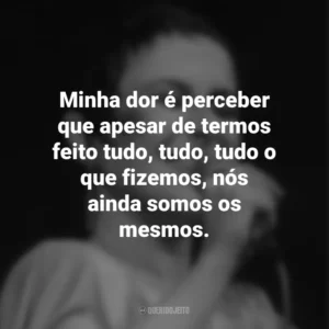 Minha dor é perceber que apesar de termos feito tudo, tudo, tudo o que fizemos, nós ainda somos os mesmos. Elis Regina