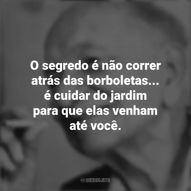 Frases de Mário Quintana: O segredo é não correr atrás das borboletas... é cuidar do jardim para que elas venham até você.