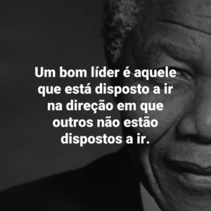Um bom líder é aquele que está disposto a ir na direção em que outros não estão dispostos a ir. Nelson Mandela