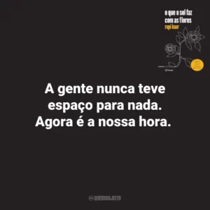 A gente nunca teve espaço para nada. Agora é a nossa hora. O que o Sol Faz Com as Flores (Livro)