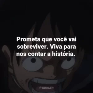 Prometa que você vai sobreviver. Viva para nos contar a história. One Piece (Anime)