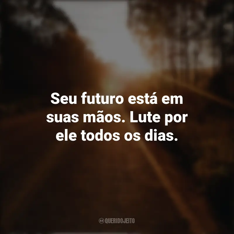 Frases Para Seguir em Frente: Seu futuro está em suas mãos. Lute por ele todos os dias.