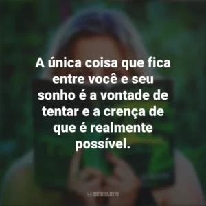 A única coisa que fica entre você e seu sonho é a vontade de tentar e a crença de que é realmente possível. Story