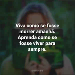 Viva como se fosse morrer amanhã. Aprenda como se fosse viver para sempre. Story