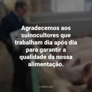 Agradecemos aos suinocultores que trabalham dia após dia para garantir a qualidade da nossa alimentação. Dia do Suinocultor