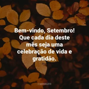 Bem-vindo, Setembro! Que cada dia deste mês seja uma celebração de vida e gratidão. Bem-Vindo Setembro