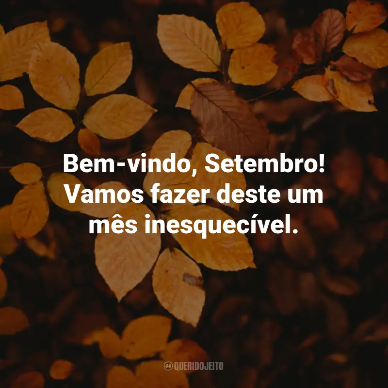 Frases do Bem-Vindo Setembro: Bem-vindo, Setembro! Vamos fazer deste um mês inesquecível.