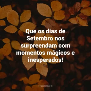 Que os dias de Setembro nos surpreendam com momentos mágicos e inesperados! Bem-Vindo Setembro