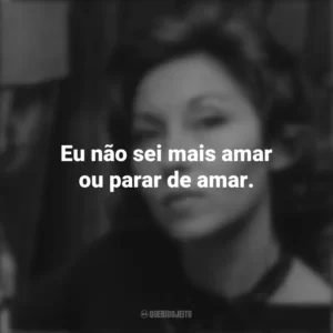 Eu não sei mais amar ou parar de amar. Clarice Lispector