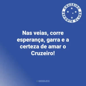 Nas veias, corre esperança, garra e a certeza de amar o Cruzeiro! Cruzeiro