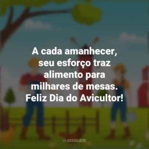 A cada amanhecer, seu esforço traz alimento para milhares de mesas. Feliz Dia do Avicultor! Dia do Avicultor