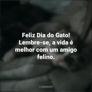 Feliz Dia do Gato! Lembre-se, a vida é melhor com um amigo felino. Dia do Gato