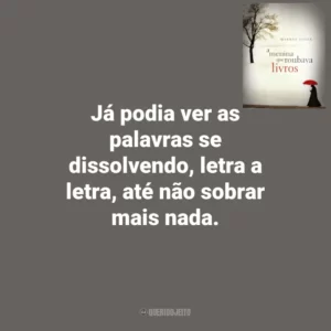 Já podia ver as palavras se dissolvendo, letra a letra, até não sobrar mais nada. A Menina que Roubava Livros (Livro)
