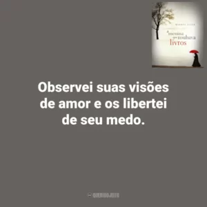 Observei suas visões de amor e os libertei de seu medo. A Menina que Roubava Livros (Livro)