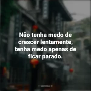 Não tenha medo de crescer lentamente, tenha medo apenas de ficar parado. Provérbios Chineses