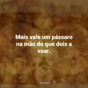 Mais vale um pássaro na mão do que dois a voar. Provérbios Populares