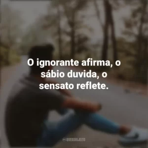 O ignorante afirma, o sábio duvida, o sensato reflete. Refletir e Pensar