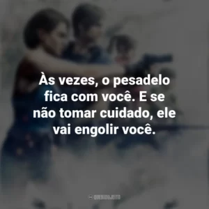 Às vezes, o pesadelo fica com você. E se não tomar cuidado, ele vai engolir você. Resident Evil – Ilha da Morte (Filme)