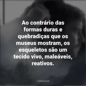 Ao contrário das formas duras e quebradiças que os museus mostram, os esqueletos são um tecido vivo, maleáveis, reativos. Chemistry of Death (Série)