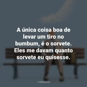 A única coisa boa de levar um tiro no bumbum, é o sorvete. Eles me davam quanto sorvete eu quisesse. Forrest Gump (Filme)
