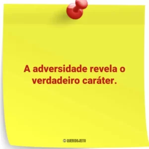 A adversidade revela o verdadeiro caráter.