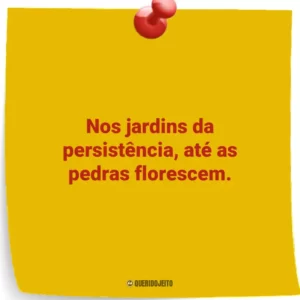 Nos jardins da persistência, até as pedras florescem.