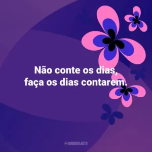 Não conte os dias, faça os dias contarem. Otimismo