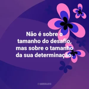 Não é sobre o tamanho do desafio, mas sobre o tamanho da sua determinação. Otimismo