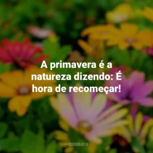 A primavera é a natureza dizendo: É hora de recomeçar! Primavera