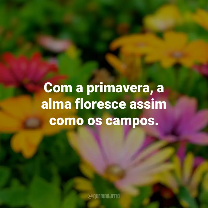 Primavera frases marcantes: Com a primavera, a alma floresce assim como os campos.