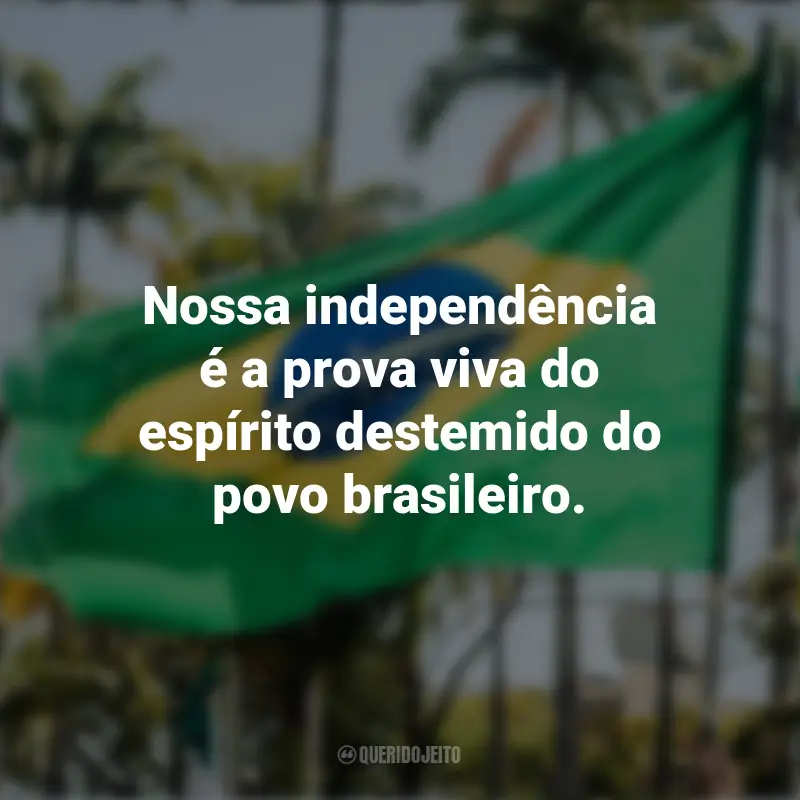 Sobre a Independência do Brasil frases inspiradoras: Nossa independência é a prova viva do espírito destemido do povo brasileiro.
