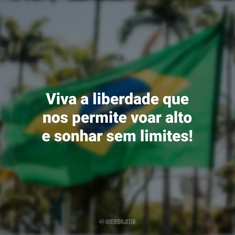 Pensamentos sobre a Independência do Brasil e frases: Viva a liberdade que nos permite voar alto e sonhar sem limites!