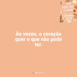 Às vezes, o coração quer o que não pode ter. Sem Você Não é Verão (Livro)