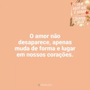 O amor não desaparece, apenas muda de forma e lugar em nossos corações. Sem Você Não é Verão (Livro)