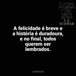 A felicidade é breve e a história é duradoura, e no ﬁnal, todos querem ser lembrados. A Vida Invisível (Livro)