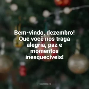 Bem-vindo, dezembro! Que você nos traga alegria, paz e momentos inesquecíveis! Bem-Vindo Dezembro
