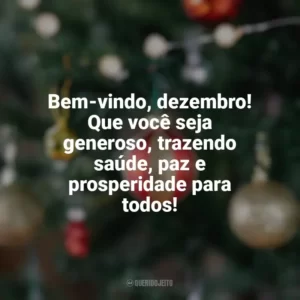 Bem-vindo, dezembro! Que você seja generoso, trazendo saúde, paz e prosperidade para todos! Bem-Vindo Dezembro